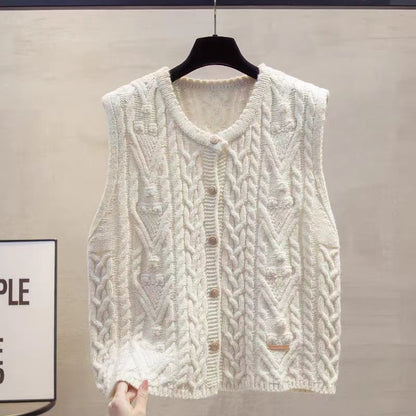 Womens Retro All-Match Buttoned Knitted Vest