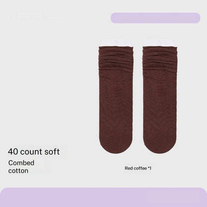 Combed Cotton Sweat-absorbent Deodorant Solid-color Knee-high Socks