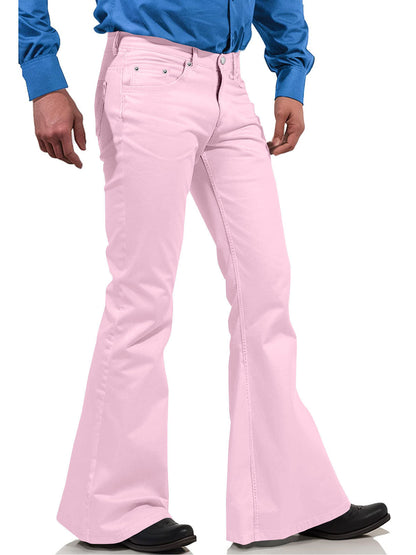 2025 New In-Stock Men's Cross-Border Amazon Solid Color Casual Stretch Slim Retro Flared Pants
