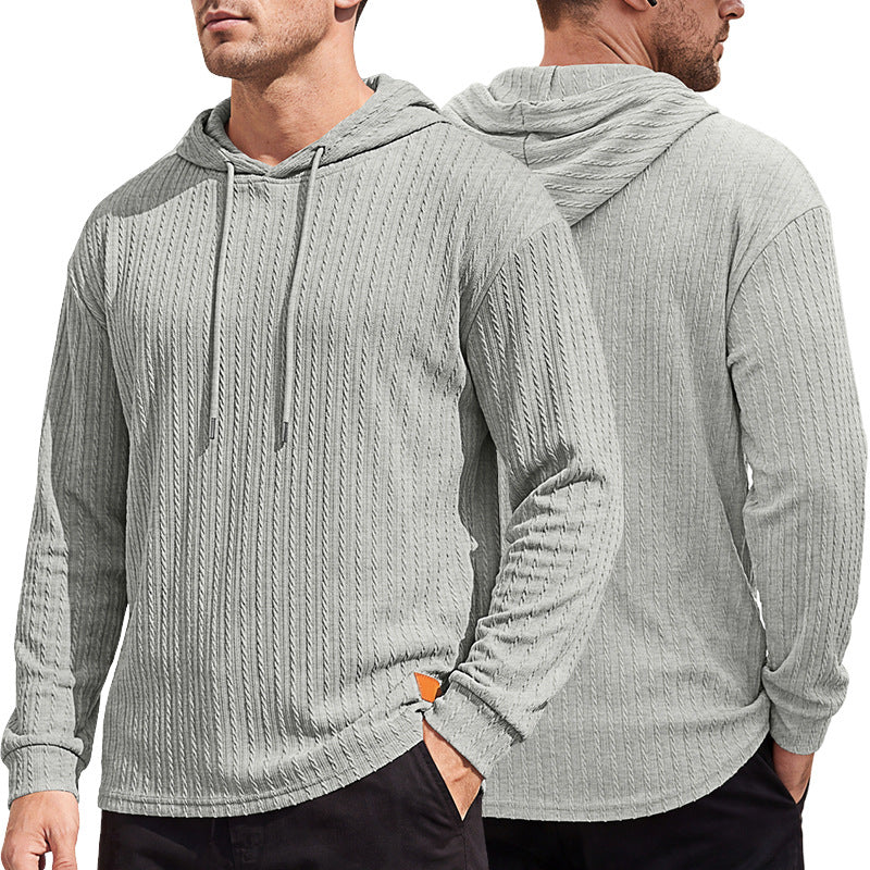 Mens Jacquard Half-zip Hoodie Pullover Knitwear