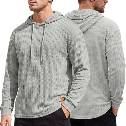 Mens Jacquard Half-zip Hoodie Pullover Knitwear
