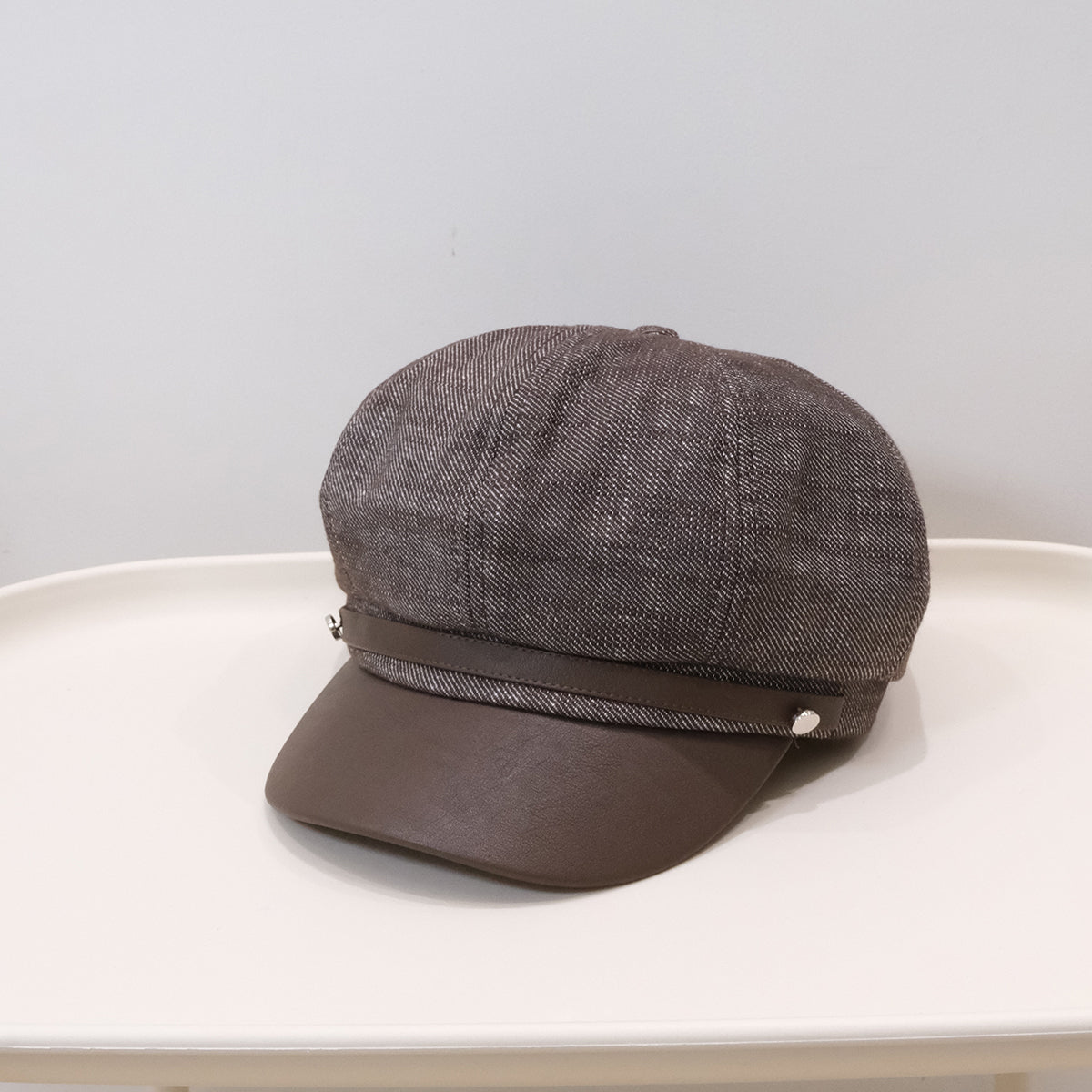 Cross-border Fashion Retro Denim Patch PU Leather Belt Buckle, Newsboy Hat, Casual And Versatile, Artistic Style Painter's Hat