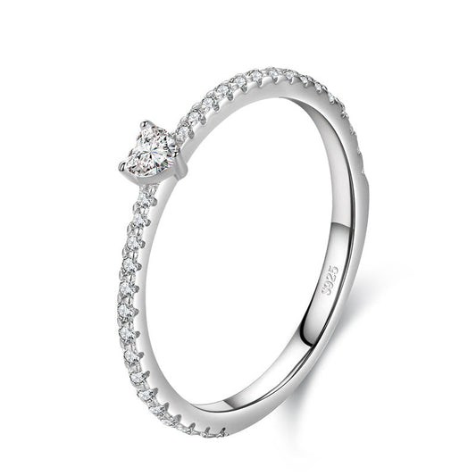 S925 Sterling Silver Heart-Shaped Love Ring for Women, Elegant European Design, Custom Sizes Available