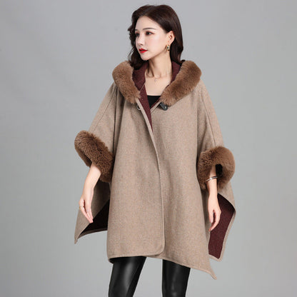 Mid-length Fur Coat Womens Knitted Cardigan