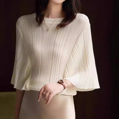 Womens French-style Batwing-sleeve Knit Short-sleeve Top