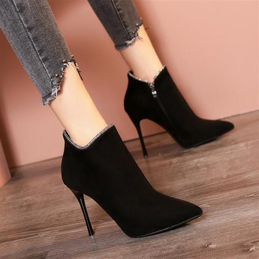 Women's Pointed Toe Stiletto Martin Boots
