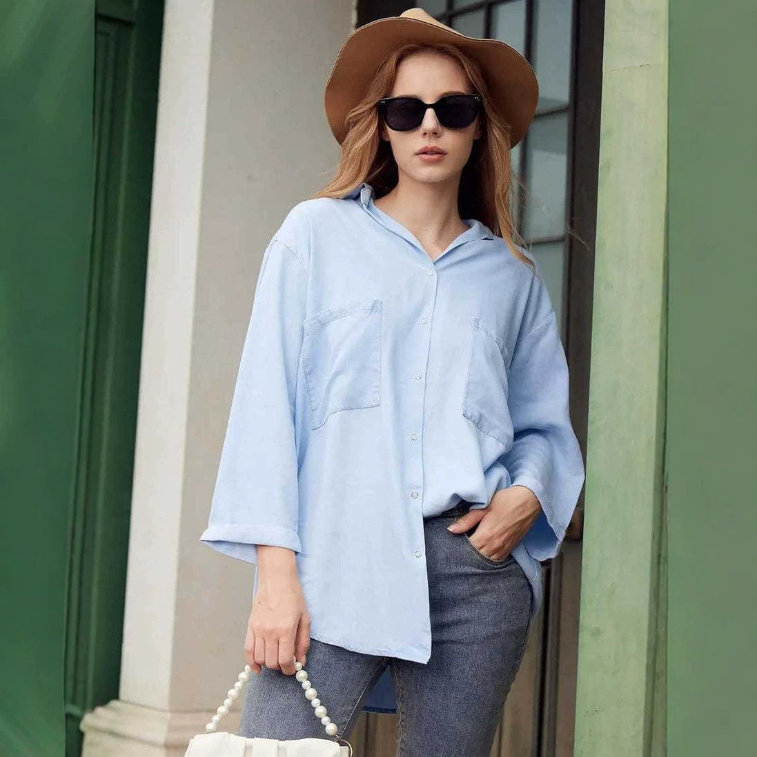 Summer-Autumn Tencel Denim Shirt For Women