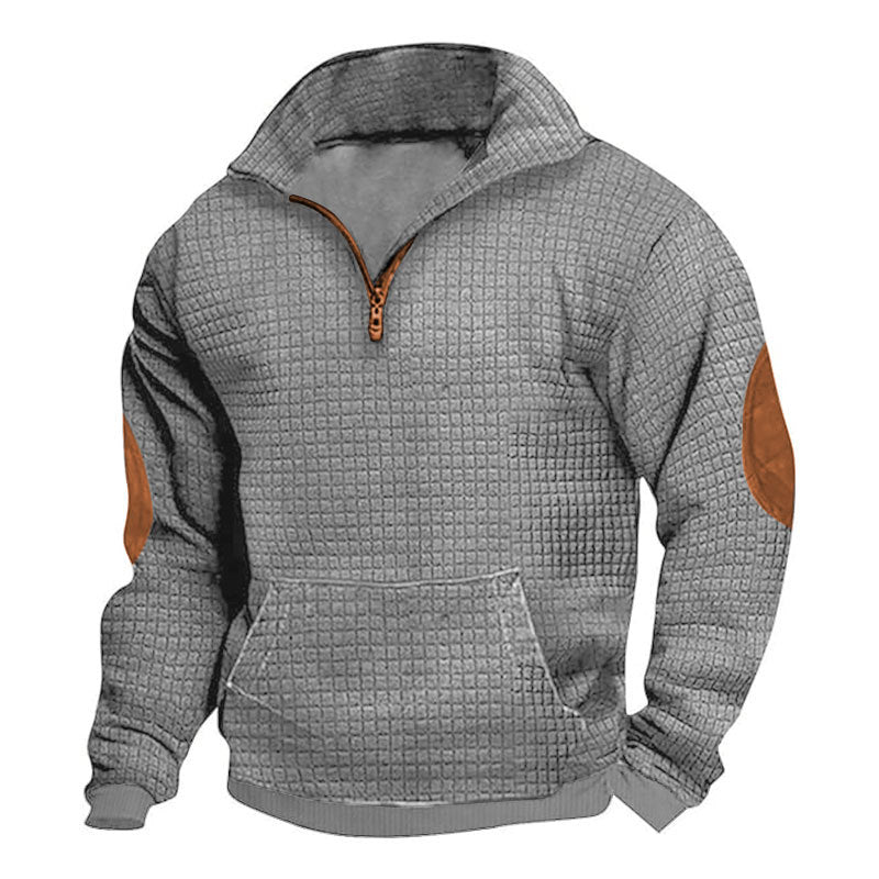 Mens Plaid Zippered Cardigan Casual Sweatshirt