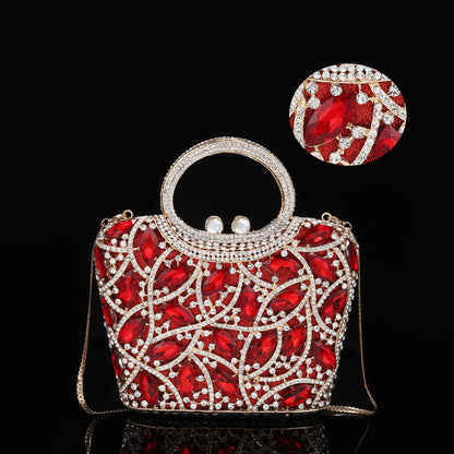 High-end Luxurious Heavy-Embroidered Shiny Champagne Bottle Rhinestone Evening Bag