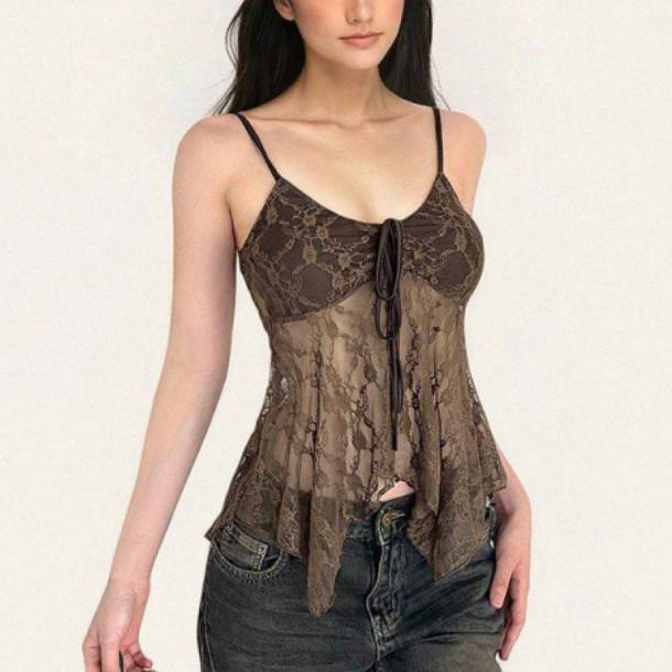 Womens Mesh Fitted Camisole Top