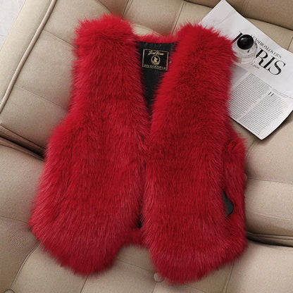 Womens Winter Wool Fur Warm Vest