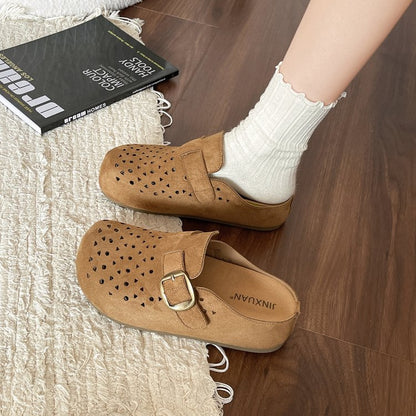 Thick Soled Boken Baotou Slippers For Women's Summer Outdoor Wear, One Foot Kick Casual Hollow Hole Sandals