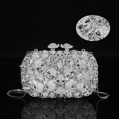 High-end Luxurious Heavy-Embroidered Shiny Champagne Bottle Rhinestone Evening Bag