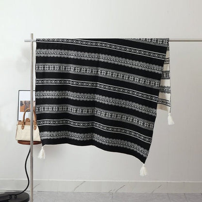 Ethnic-style Knitted Tassel Shawl