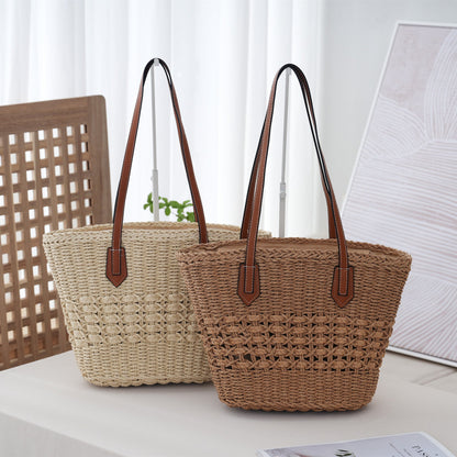 Womens Summer Beach Vacation Woven Shoulder Bag