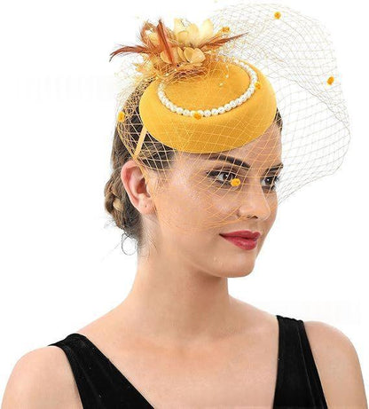 Retro Tulle Hat With Flowers For The Stage