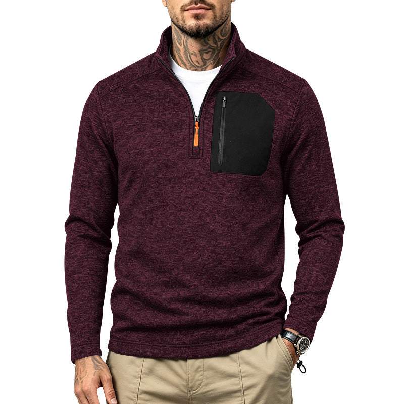 Fleece-lined Half-zip Casual Thermal Hoodie