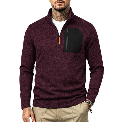 Fleece-lined Half-zip Casual Thermal Hoodie