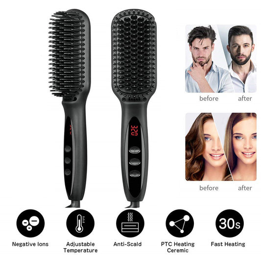 2-In-1 Ionic Hair Straightener Beard Comb