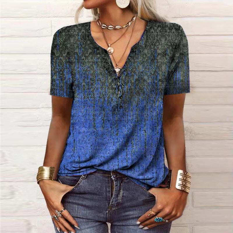 2026 Spring Summer European And American New Women's Short Sleeved Printed Casual Fashion Versatile Short Sleeved T-shirt