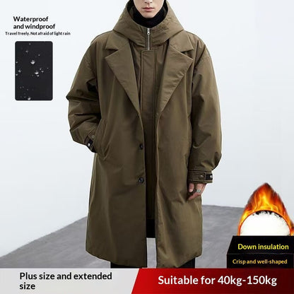 Fake Two-piece Hooded Oversized Thermal Trench Coat
