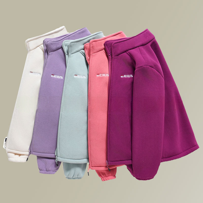 Women's Fleece Lined Polar Fleece Jacket Windproof Warm Stand Collar Sweatshirt For Outdoor Sports Casual Wear