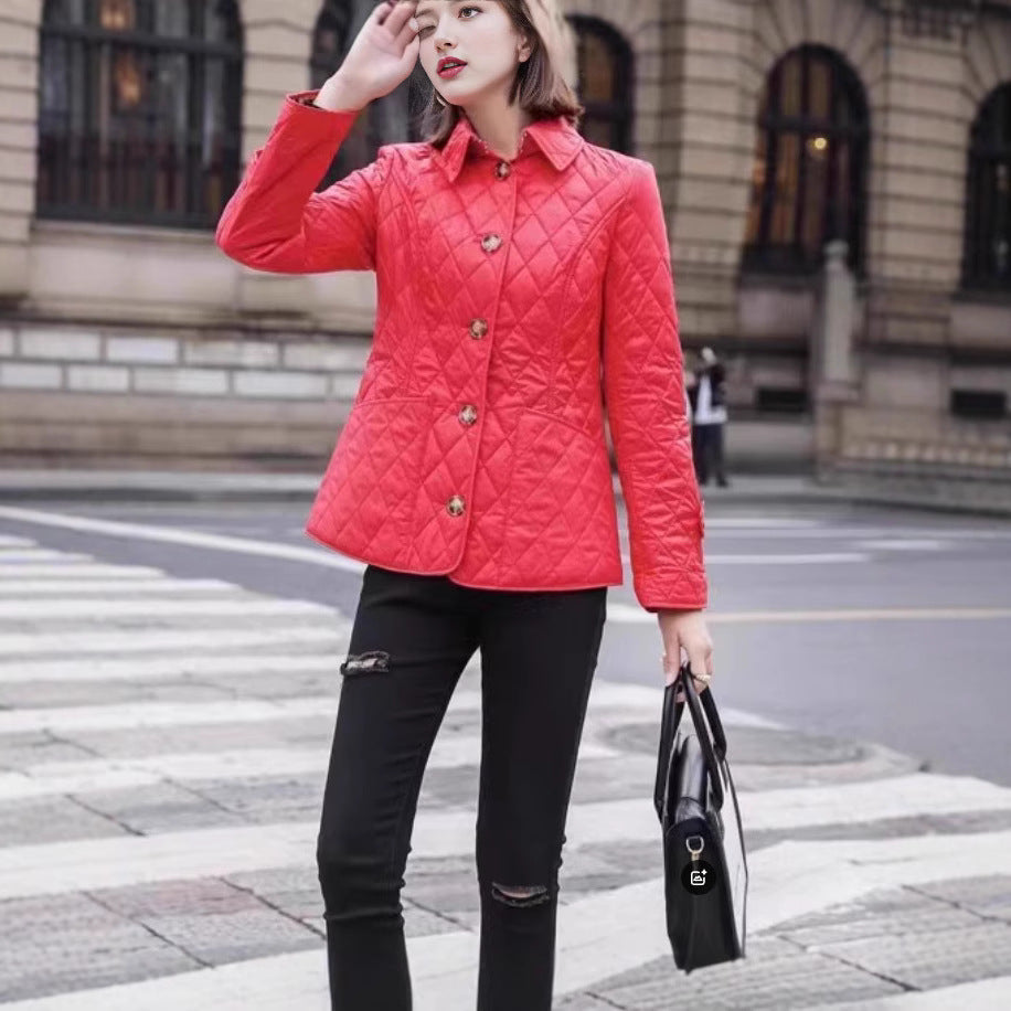 Women's Slim-Fit Diamond-Quilted Cotton Padded Jacket