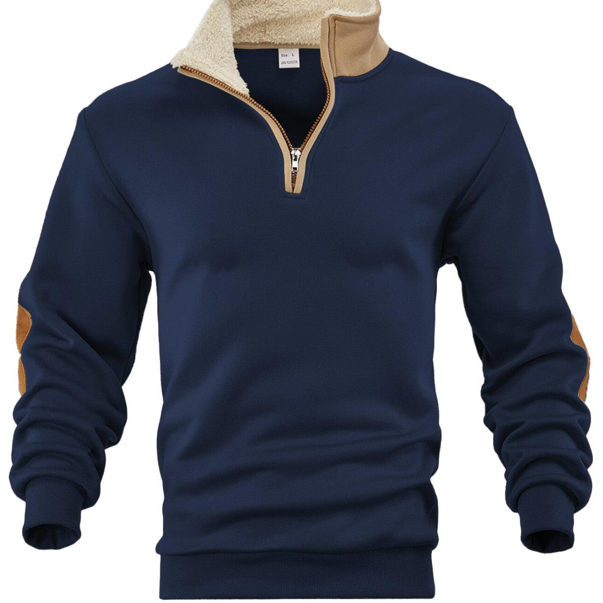 Retro Patchwork Embroidered Versatile Half-placket Mens Long-sleeve