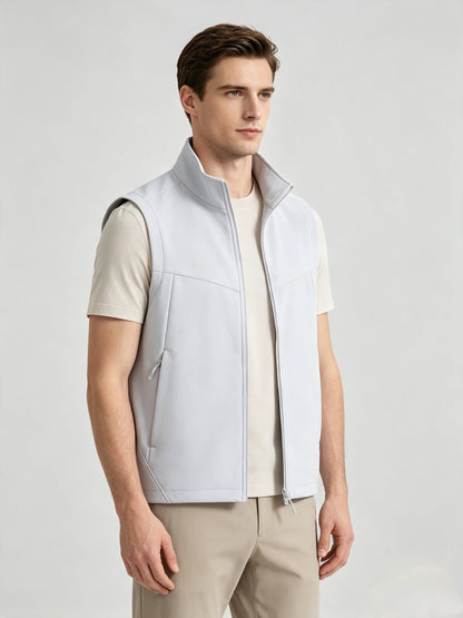 Men Women Couples Softshell Vest Stand Collar Zip Up Outdoor Sleeveless Jacket Windproof Water Resistant Fleece Lined Functional Gilet For Fall Winter Casual Hiking Travel