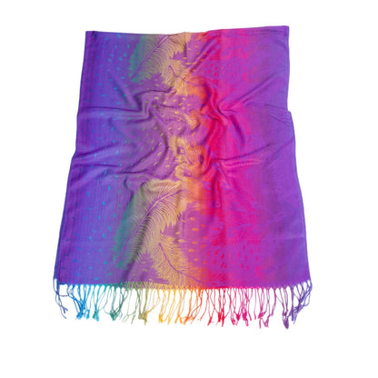 Ethnic-style Fallwinter Colorful Gradient Feather-patterned Neck Scarf