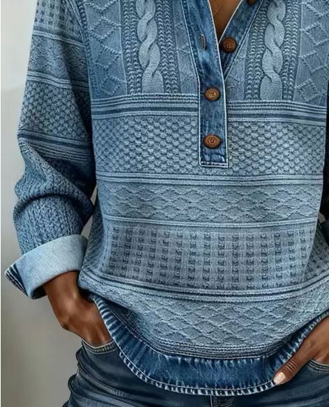 2026 Autumn And Winter Amazon Export New Models In Stock European And American Casual Long-Sleeved Tops Denim Polo Shirts For Women