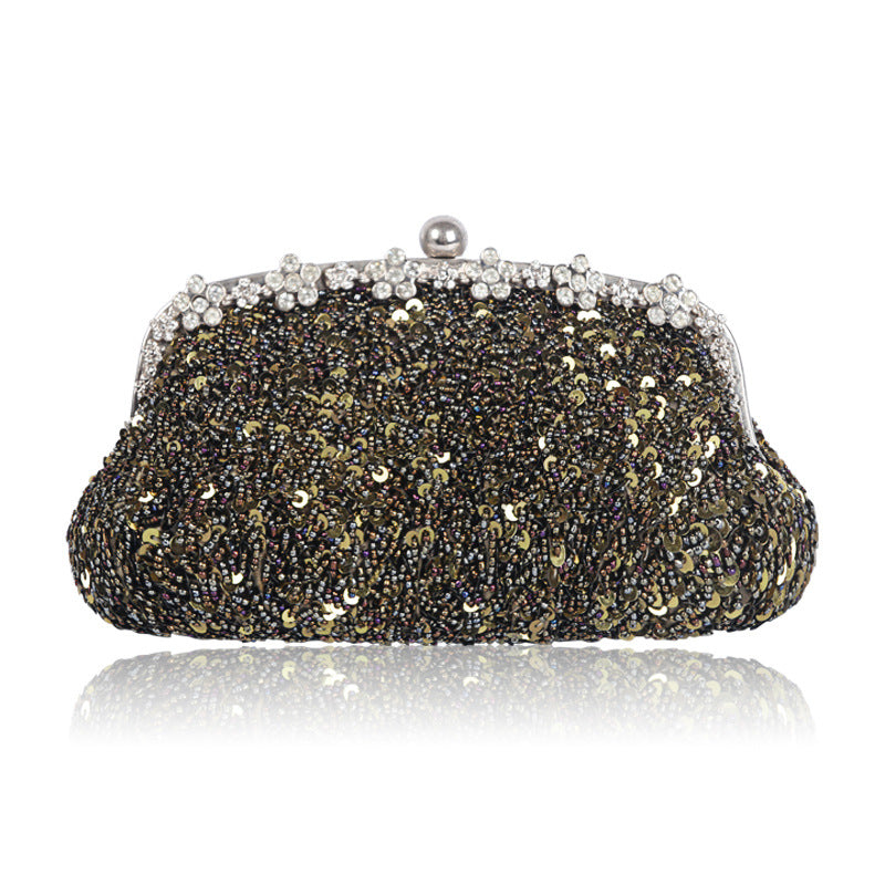 Diamond-encrusted Fully Beaded And Sequined Tote Bagshoulder Or Crossbodyvintage Bead-embroidered Design