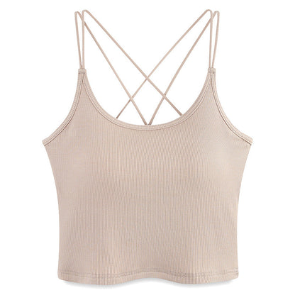 Summer New Sexy Sizzling heat Cross back Sheer strapped Back beauty Camisole