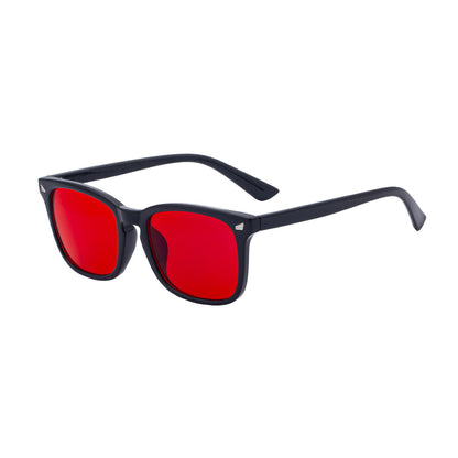 2026 New Style Sleep Glasses Square Frame Sunglasses For Men, Personalized Anti-Blue Light Color-Changing Red Lenses, Outdoor Sun Protection Sunglasses For Men