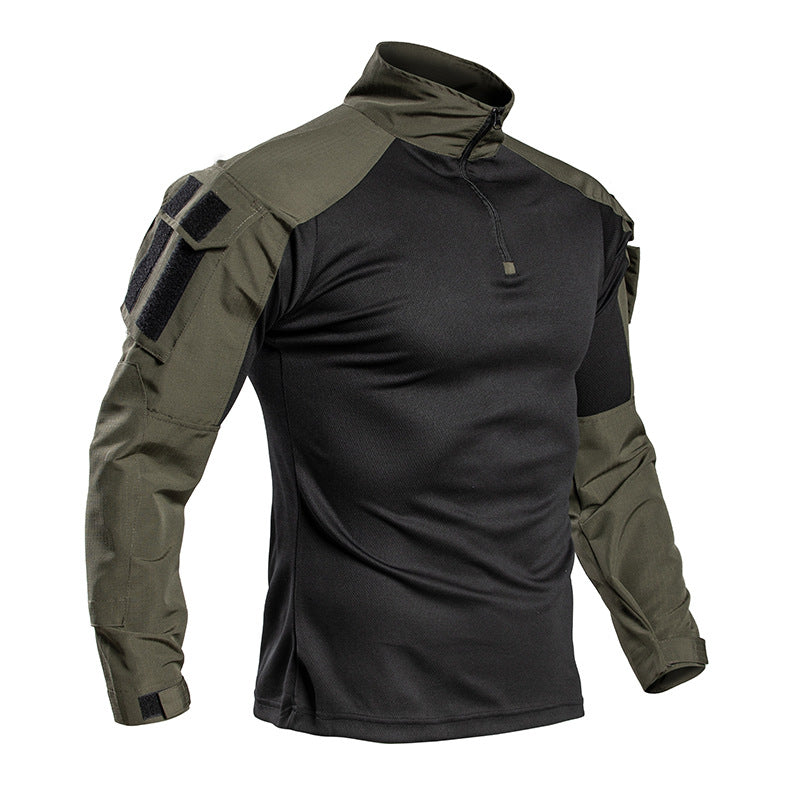 Frog Suit Camouflage Summer Long-Sleeved T-Shirt With Stand-Up Collar Sportswear Outdoor Leisure Sports Tactical Shirt