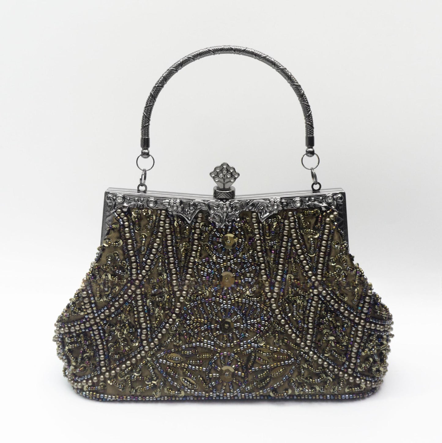 Vintage Handmade Beaded Embroidery Evening Bag For Gowns