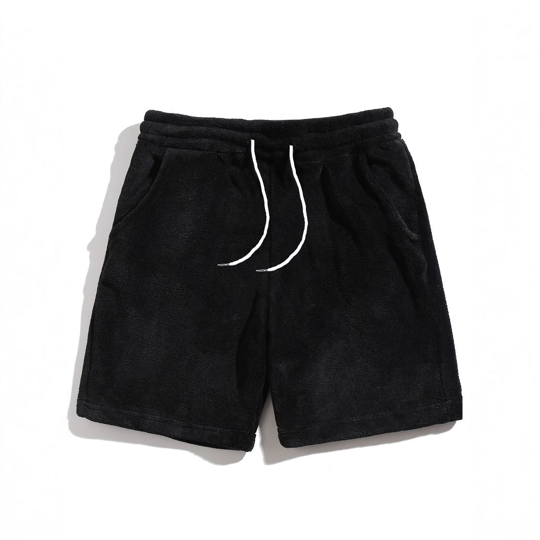 Mens SpringAutumn Coral-Fleece Sports-Style Casual Plus-Size Shorts