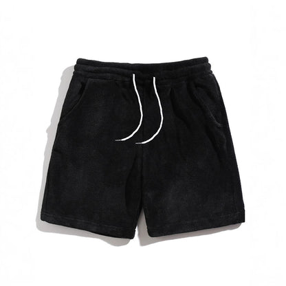 Mens SpringAutumn Coral-Fleece Sports-Style Casual Plus-Size Shorts