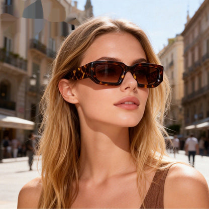 New Trendy European And American-style Sunglasses With A Square Frame And Wide Temple Arms
