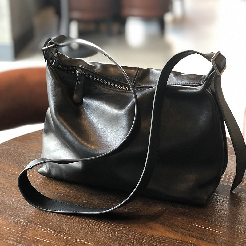 Large-Capacity Minimalist Genuine Leather Shoulder Crossbody Bag