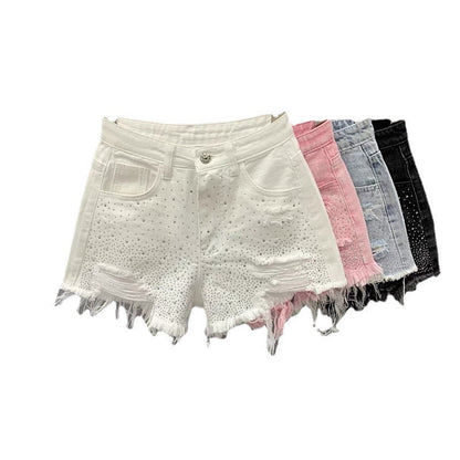 High Waist Slimming Rhinestone Hot Pants
