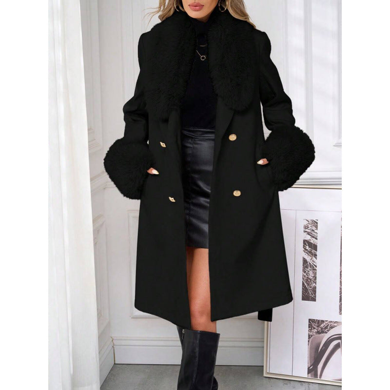 Elegant Double-breasted Trench Coat With A Tie Belt
