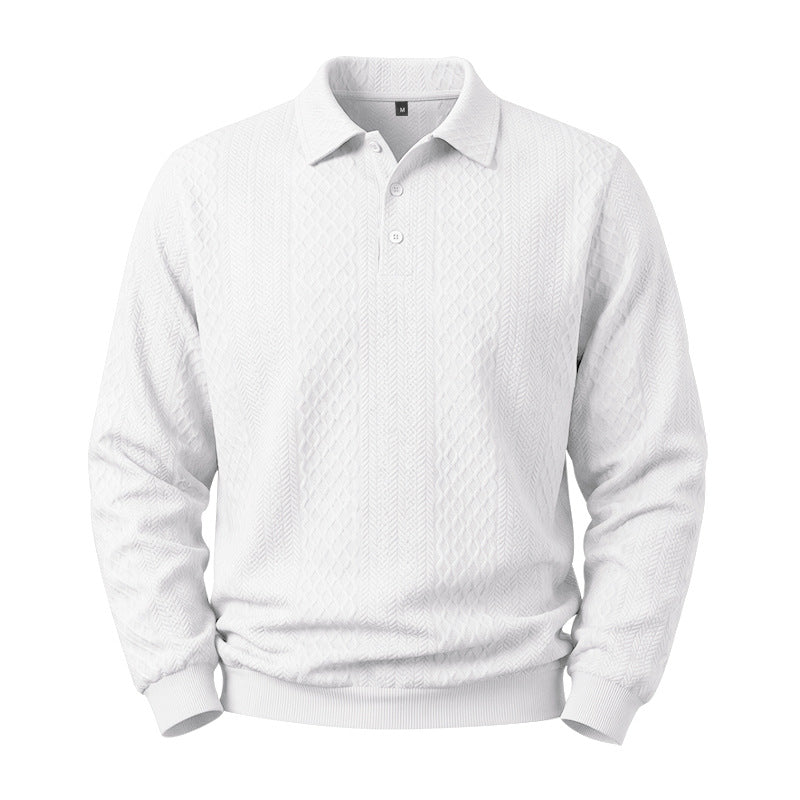 Mens Relaxed Fit Jacquard Textured Casual All Matching Long Sleeve Hoodie