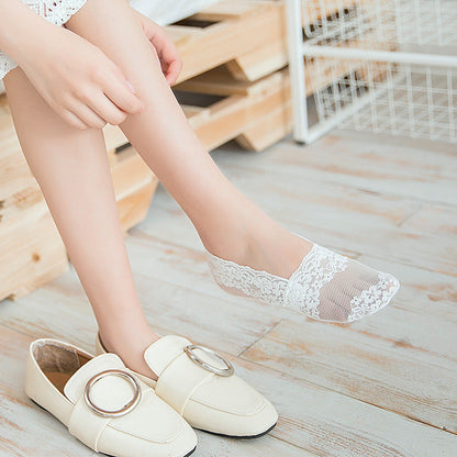 Womens Thin Lace Invisible Sweat-absorbing Socks