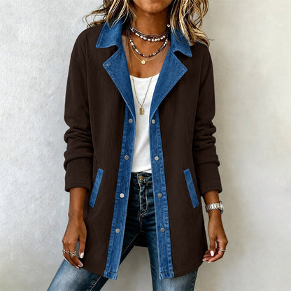 New Womens Long-sleeved Denim Patchwork Jacket