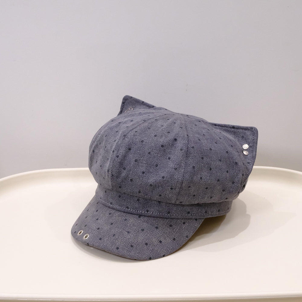 Korean-style Cute And Sweet Polka Dot Newsboy Hat Suitable For Spring And Autumn, Versatile For Casual Wear, Painter's Hat