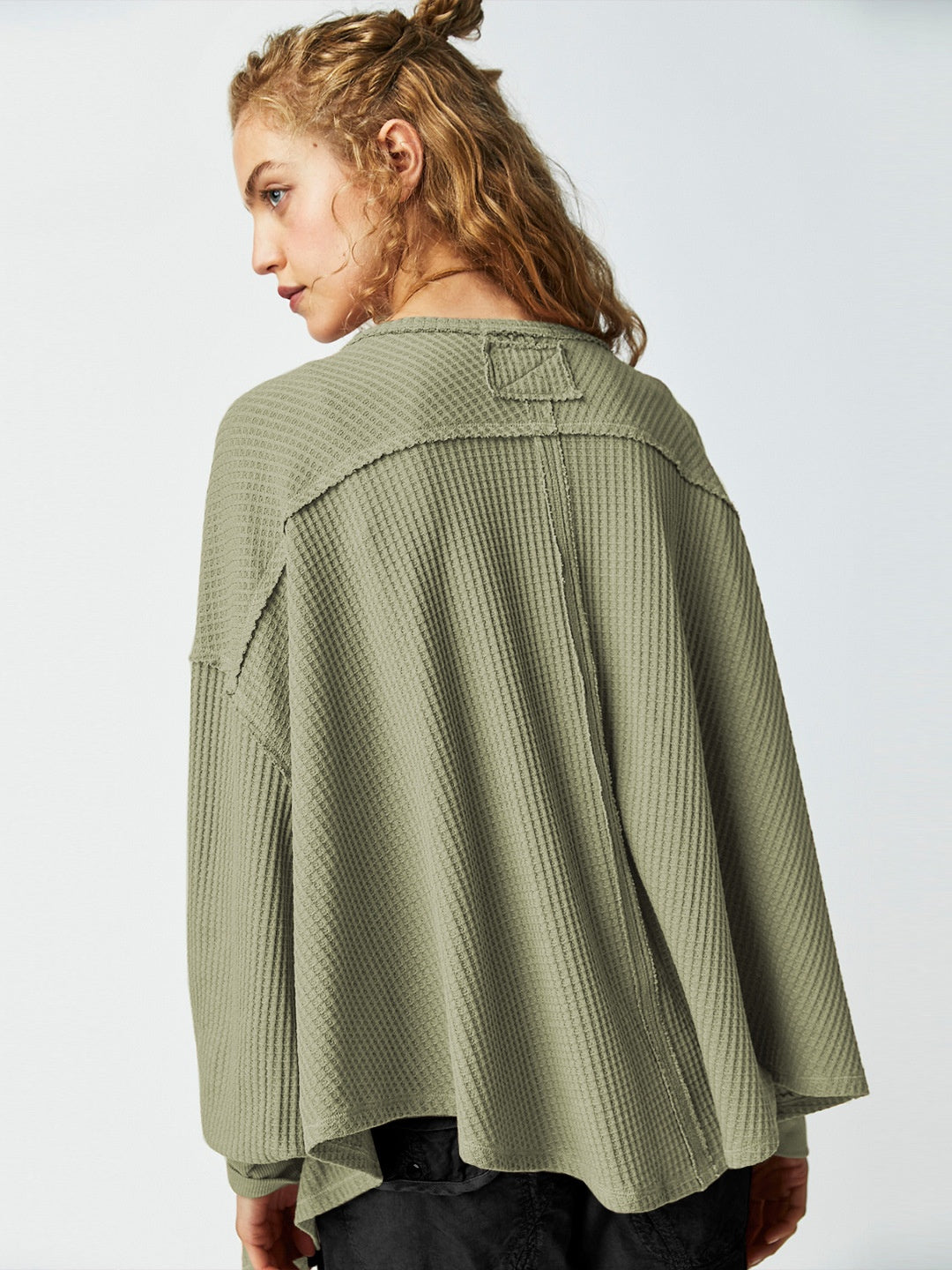 Womens Fashionable Casual Off-shoulder Loose-fit Long-sleeve Top