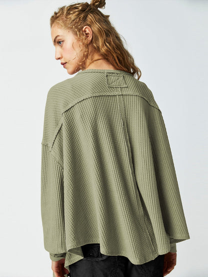 Womens Fashionable Casual Off-shoulder Loose-fit Long-sleeve Top