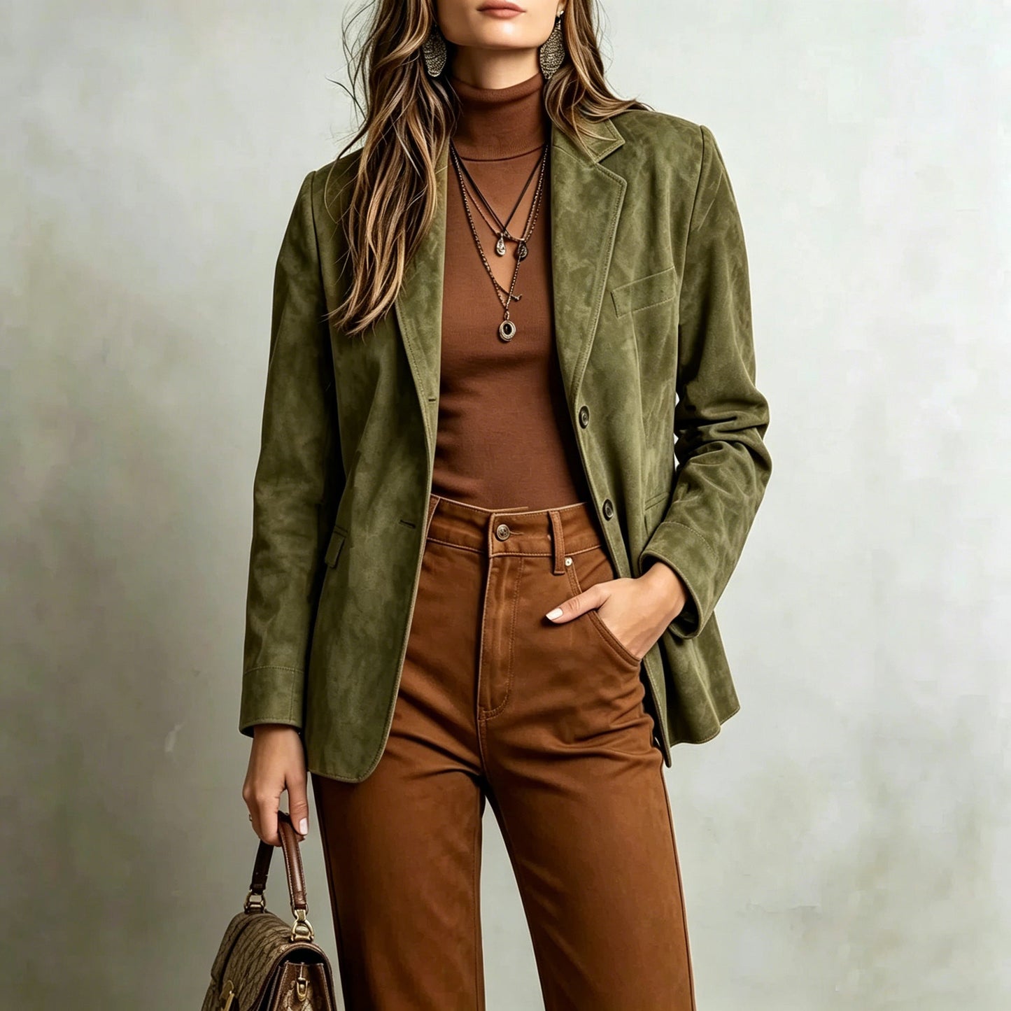 Womens Elegant Vintage Suede Velvet Jacket