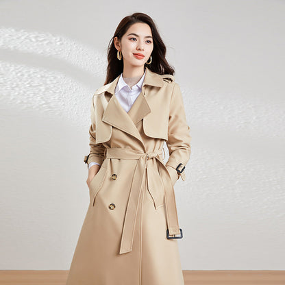 Simple Versatile Double-breasted Womens Coat